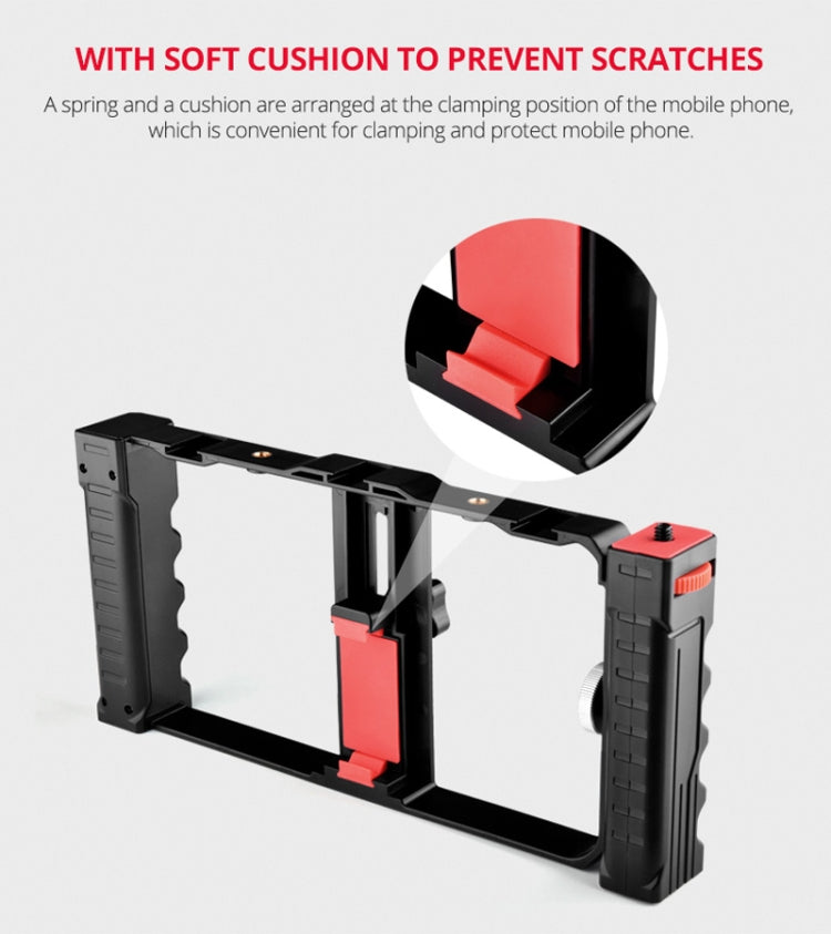 YELANGU PC02A Vlogging Live Broadcast Plastic Cage Video Rig Filmmaking Stabilizer Bracket for iPhone, Galaxy, Huawei, Xiaomi, HTC, LG, Google, and Other Smartphones(Black)