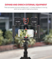 YELANGU PC02A Vlogging Live Broadcast Plastic Cage Video Rig Filmmaking Stabilizer Bracket for iPhone, Galaxy, Huawei, Xiaomi, HTC, LG, Google, and Other Smartphones(Black)