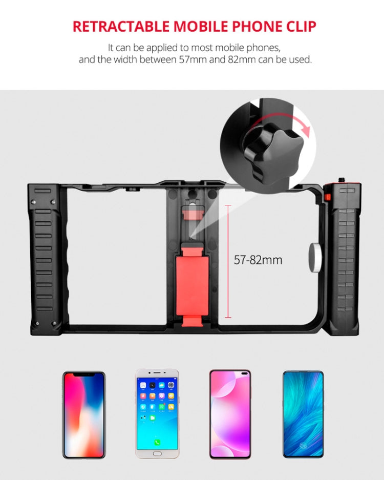 YELANGU PC02A Vlogging Live Broadcast Plastic Cage Video Rig Filmmaking Stabilizer Bracket for iPhone, Galaxy, Huawei, Xiaomi, HTC, LG, Google, and Other Smartphones(Black)
