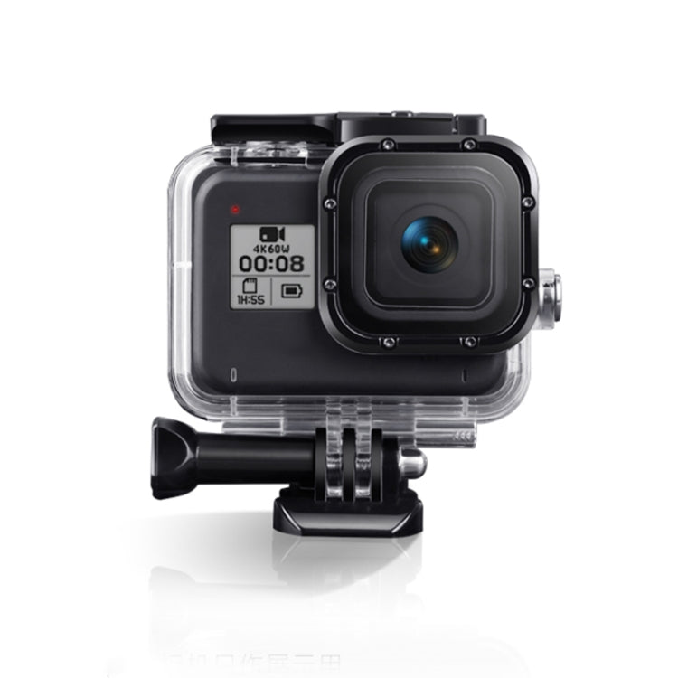 For GoPro HERO8 Black 45m Water-resistant Housing Protective Case with Buckle Basic Mount & Screw & Floating Bobber Grip & Strap & Anti-Fog Inserts(Transparent)