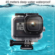 For GoPro HERO8 Black 45m Water-resistant Housing Protective Case with Buckle Basic Mount & Screw & Floating Bobber Grip & Strap & Anti-Fog Inserts(Transparent)