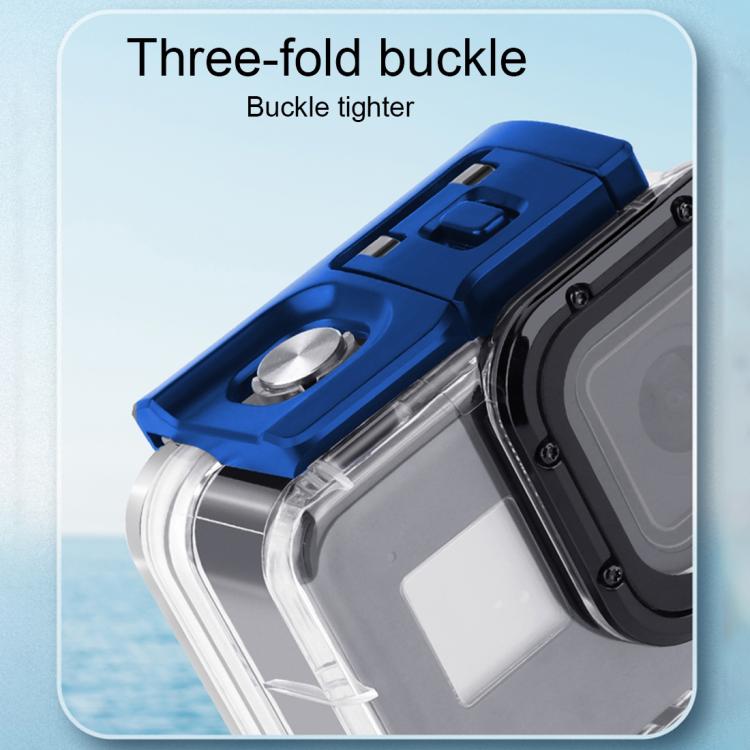 For GoPro HERO8 Black 45m Water-resistant Housing Protective Case with Buckle Basic Mount & Screw & Floating Bobber Grip & Strap & Anti-Fog Inserts(Transparent)