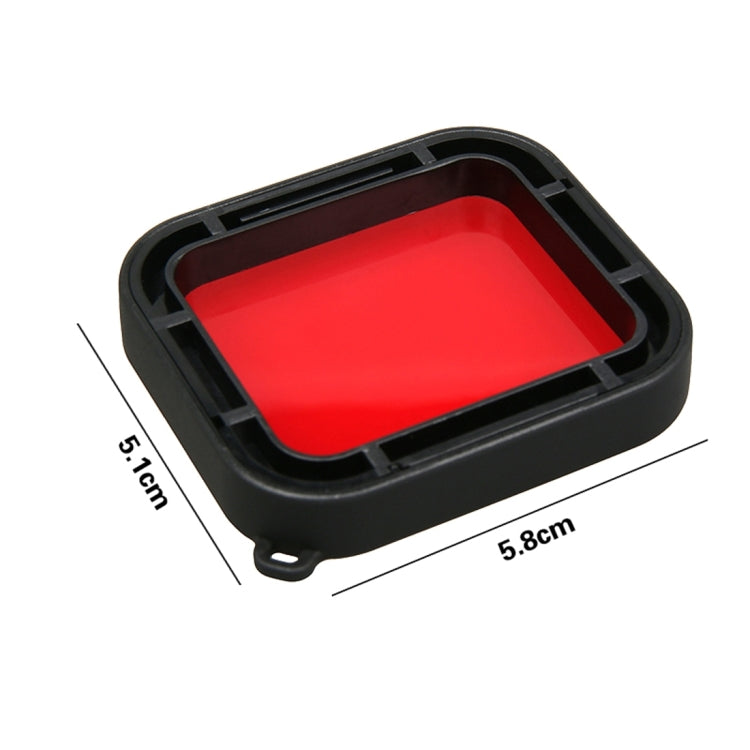 For GoPro HERO5 30m Water-resistant PC & ABS Housing Protective Case + Camera Lens Red Quadrate Filter with Buckle Basic Mount & Long Screw & Anti-lost Hand Strap