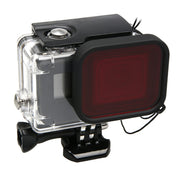 For GoPro HERO5 30m Water-resistant PC & ABS Housing Protective Case + Camera Lens Red Quadrate Filter with Buckle Basic Mount & Long Screw & Anti-lost Hand Strap