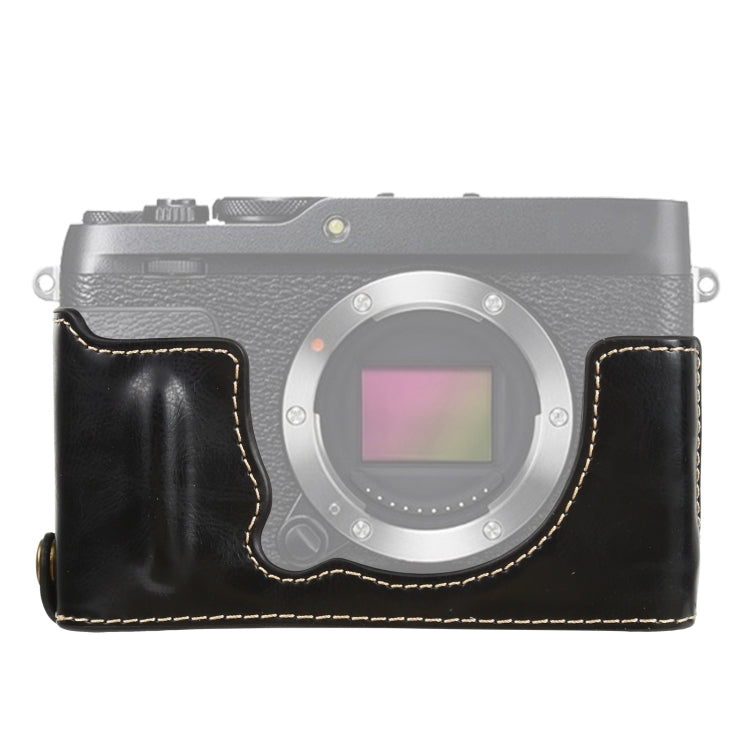 1/4 inch Thread PU Leather Camera Half Case Base for FUJIFILM XE4 (Black)