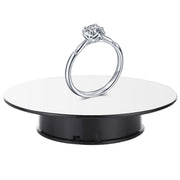 25cm 360 Degree Electric Rotating Mirror Surface Turntable Display Stand Video Shooting Props Turntable for Photography, Load 3kg, Powered by Battery(White + Black)