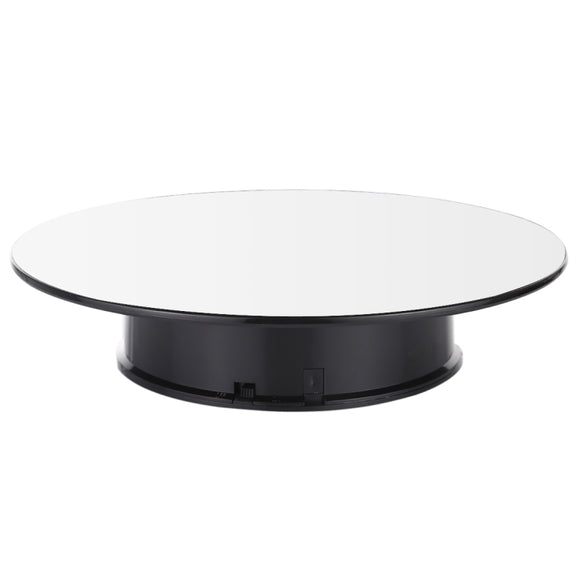 25cm 360 Degree Electric Rotating Mirror Surface Turntable Display Stand Video Shooting Props Turntable for Photography, Load 3kg, Powered by Battery(White + Black)