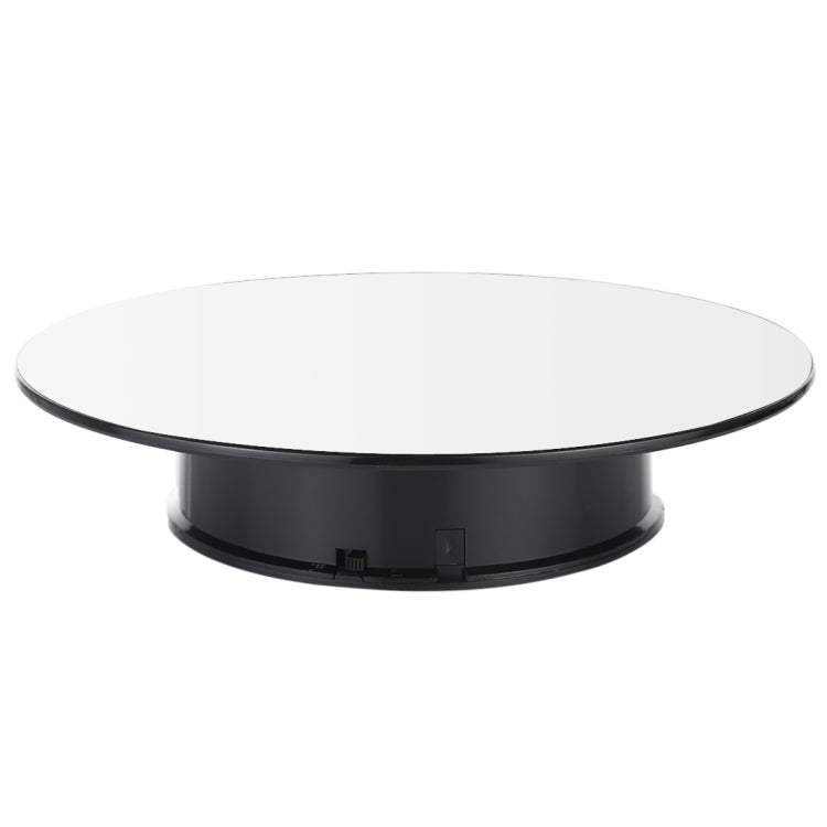25cm 360 Degree Electric Rotating Mirror Surface Turntable Display Stand Video Shooting Props Turntable for Photography, Load 3kg, Powered by Battery(White + Black)