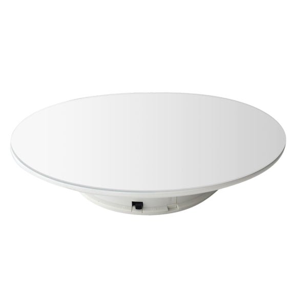25cm 360 Degree Electric Rotating Mirror Surface Turntable Display Stand Video Shooting Props Turntable for Photography, Load 3kg, Powered by Battery(White)
