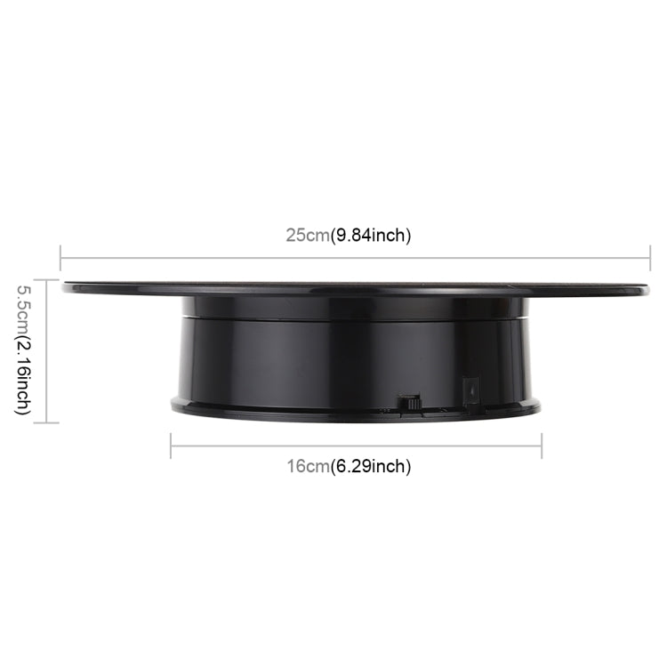 25cm 360 Degree Electric Rotating Mirror Surface Turntable Display Stand Video Shooting Props Turntable for Photography, Load 3kg, Powered by Battery(White)