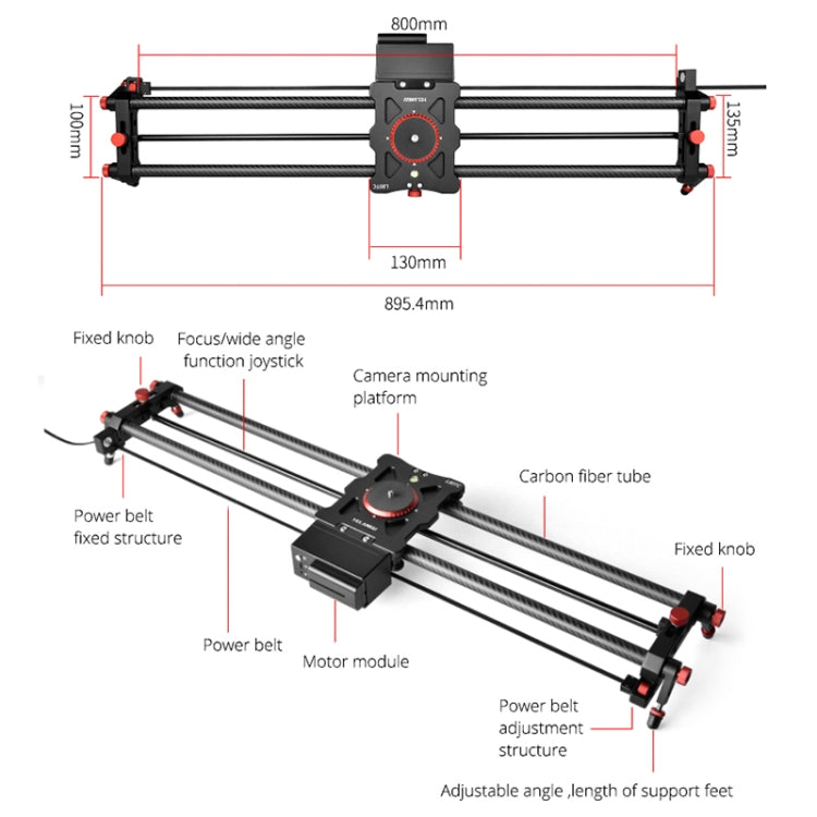 YELANGU L80TC 80cm Electrical Slide Rail Track with 2.4GHz Remote Control for SLR Cameras / Video Cameras (Black)