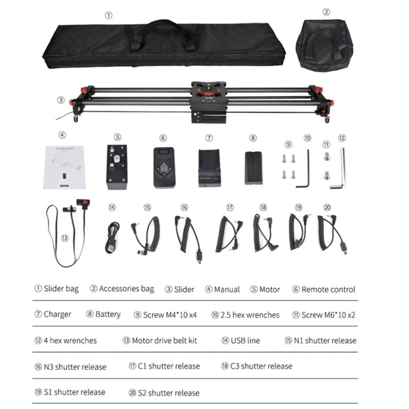 YELANGU L80TC 80cm Electrical Slide Rail Track with 2.4GHz Remote Control for SLR Cameras / Video Cameras (Black)
