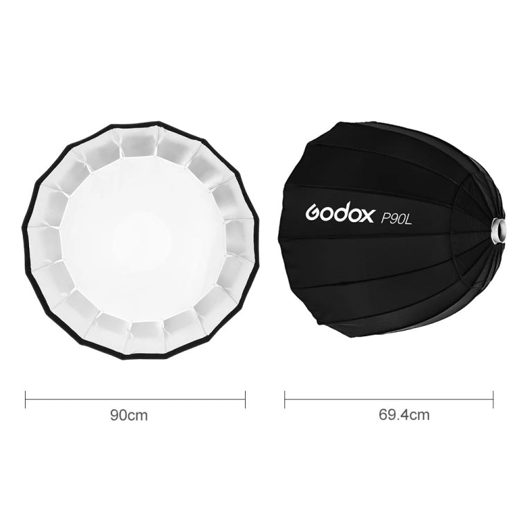 Godox P90L Diameter 90cm Parabolic Softbox Reflector Diffuser for Studio Speedlite Flash Softbox (Black)