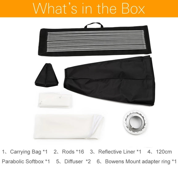 Godox P90L Diameter 90cm Parabolic Softbox Reflector Diffuser for Studio Speedlite Flash Softbox (Black)