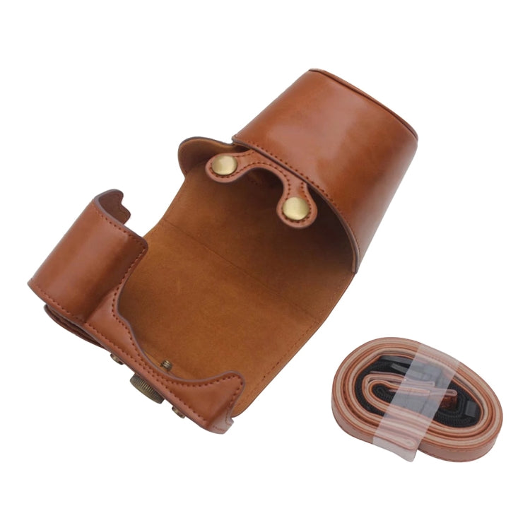 Full Body Camera PU Leather Case Bag for Sony ZV-E10(Coffee)