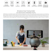 LAIZESKE LA8 Smart Robot Cameraman 360 Degree Auto Tracking Phone Holder (Grey)