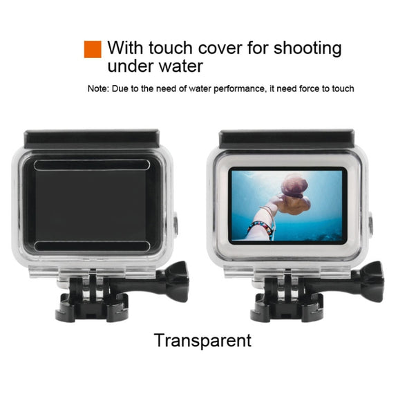 45m Water-resistant Housing Protective Case + Touch Screen Back Cover for GoPro NEW HERO /HERO6 /5, with Buckle Basic Mount & Screw, No Need to Remove Lens (Transparent)