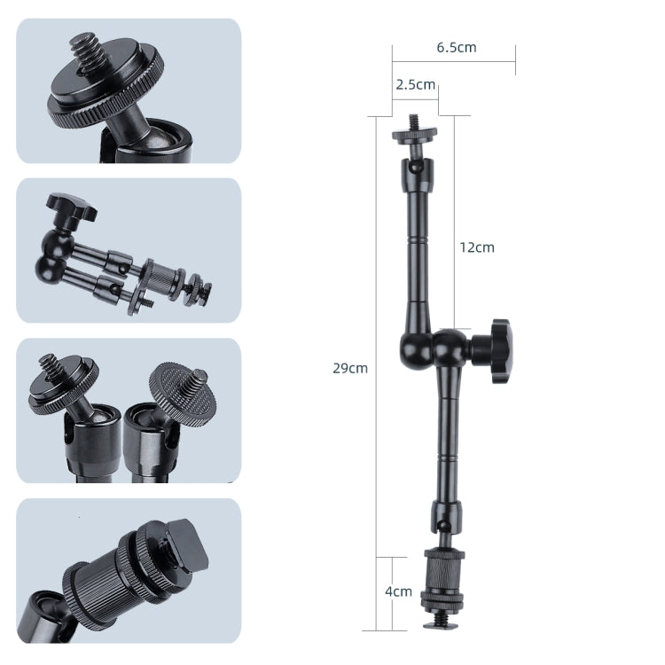 11 inch Adjustable Friction Articulating Magic Arm + Large Claws Clips