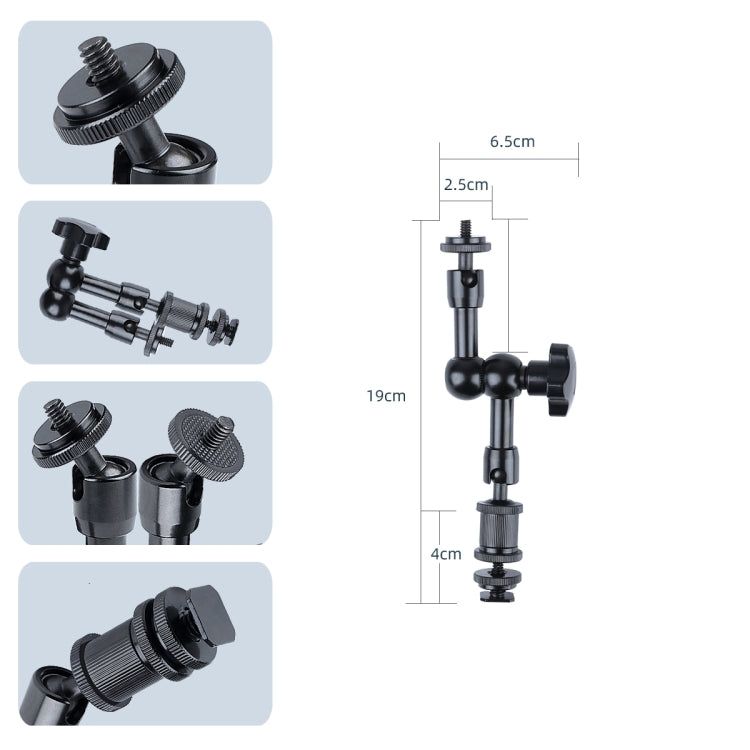 7 inch Adjustable Friction Articulating Magic Arm + Large Claws Clips (Black)