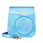 Aurora Color Leather Case Full Body Camera Bag with Shoulder Strap for FUJIFILM Instax mini 11(Blue)