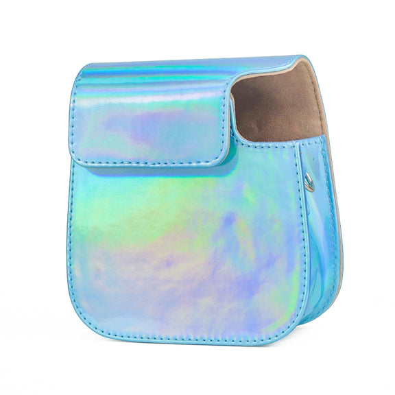 Aurora Color Leather Case Full Body Camera Bag with Shoulder Strap for FUJIFILM Instax mini 11(Blue)