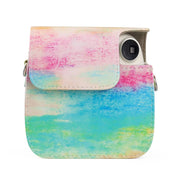 Oil Paint Full Body PU Leather Case Camera  Bag with Strap for FUJIFILM instax mini 7+