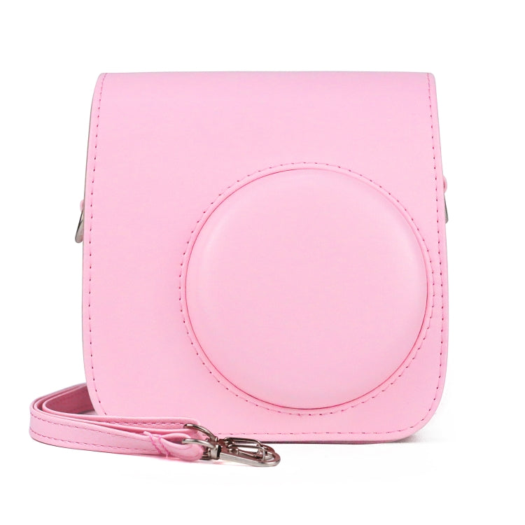 Retro Full Body PU Leather Case Camera  Bag with Strap for FUJIFILM instax mini 7+ (Pink)