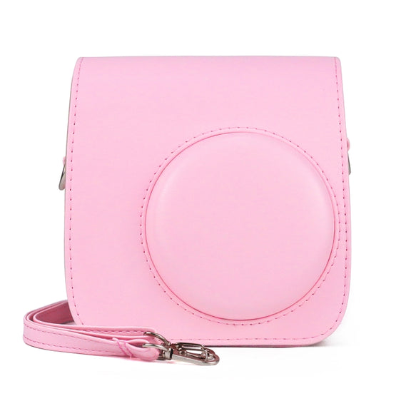 Retro Full Body PU Leather Case Camera  Bag with Strap for FUJIFILM instax mini 7+ (Pink)