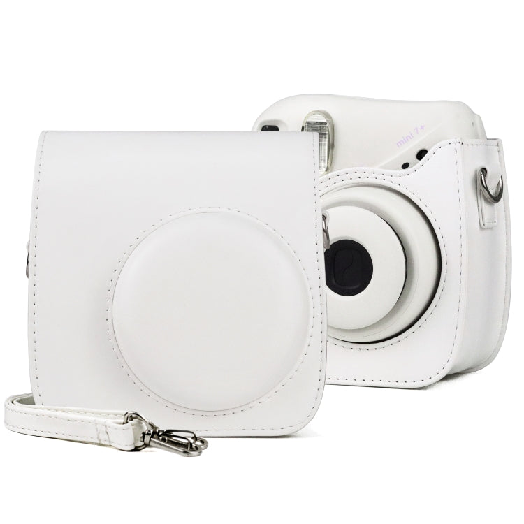 Retro Full Body PU Leather Case Camera  Bag with Strap for FUJIFILM instax mini 7+ (White)