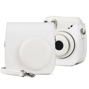 Retro Full Body PU Leather Case Camera  Bag with Strap for FUJIFILM instax mini 7+ (White)