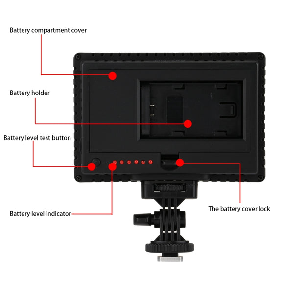 HD-160 White Light LED Video Light on-Camera Photography Lighting Fill Light for Canon, Nikon, DSLR Camera with 3 Filter Plates