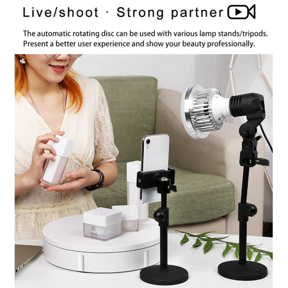 22cm Electric Rotating Display Stand Video Shooting Props Turntable, Load: 50kg, AU Plug (White)