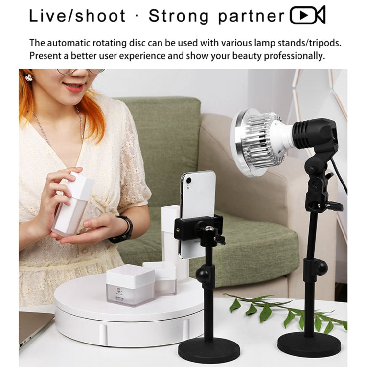 22cm Electric Rotating Display Stand Video Shooting Props Turntable, Load: 50kg, AU Plug (White)