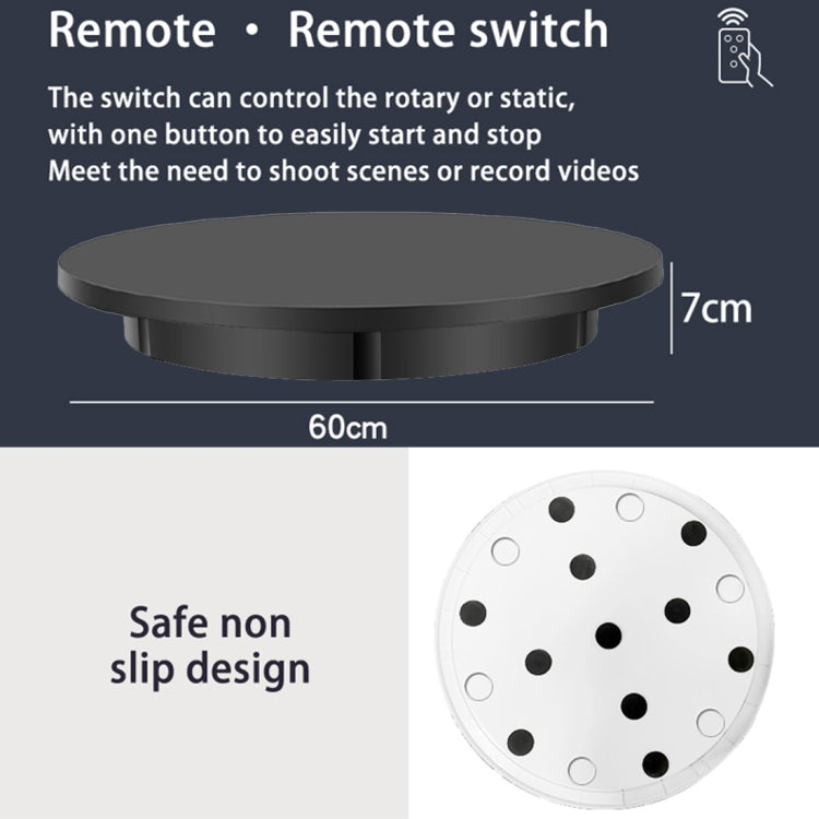 60cm Electric Rotating Display Stand Props Turntable, Load: 100kg, Plug-in Power, EU Plug(White)