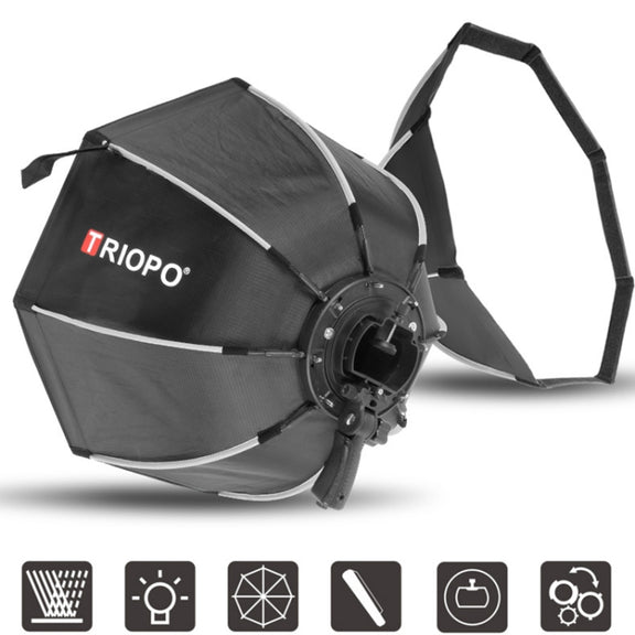 TRIOPO KS2-65 65cm Fast Loading Speedlite Flash Octagon Parabolic Softbox Diffuser (Black)