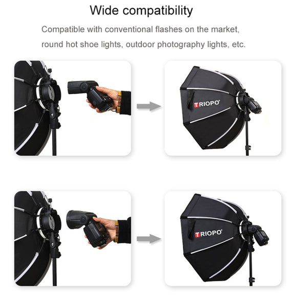 TRIOPO KX90 90cm Dome Speedlite Flash Octagon Parabolic Softbox Diffuser (Black)