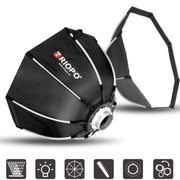 TRIOPO K2-120 120cm Speedlite Flash Octagon Parabolic Softbox Bowens Mount Diffuser (Black)
