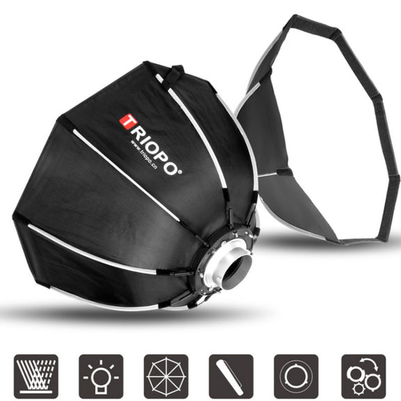 TRIOPO K2-120 120cm Speedlite Flash Octagon Parabolic Softbox Bowens Mount Diffuser (Black)