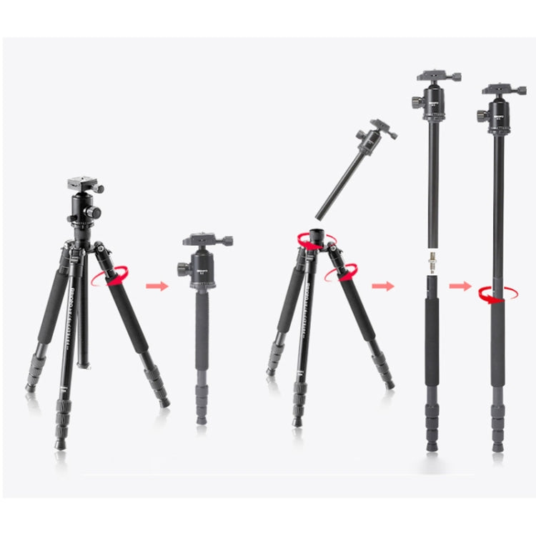 TRIOPO T258 Aluminum Alloy Tripod Monopod with D2 Ball Head (Black)