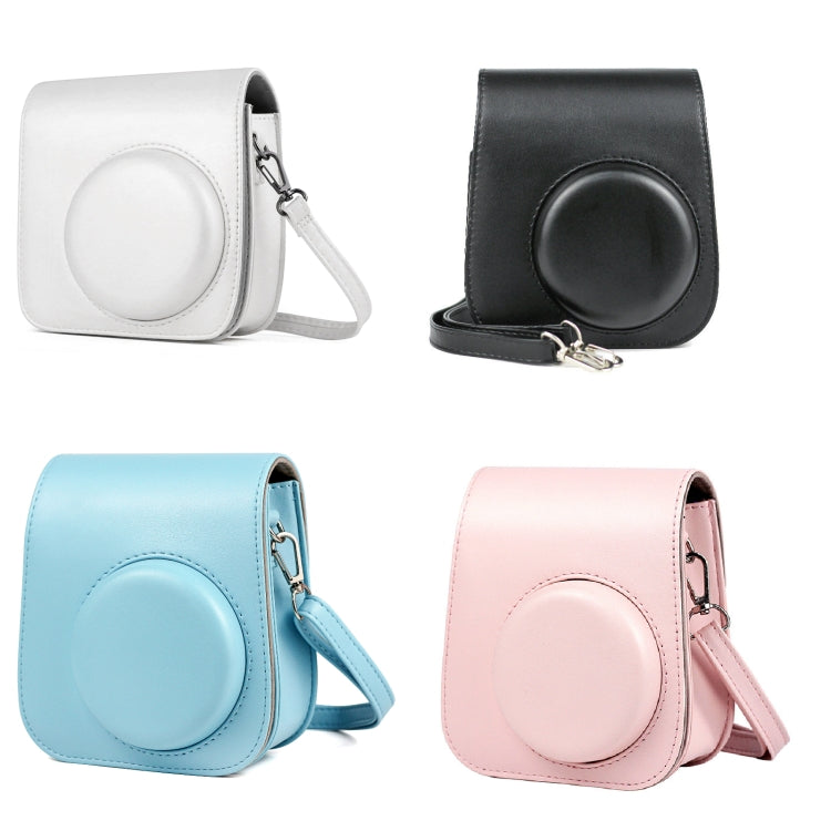 Solid Color Full Body Camera Leather Case Bag with Strap for FUJIFILM Instax mini 11 (Pink)