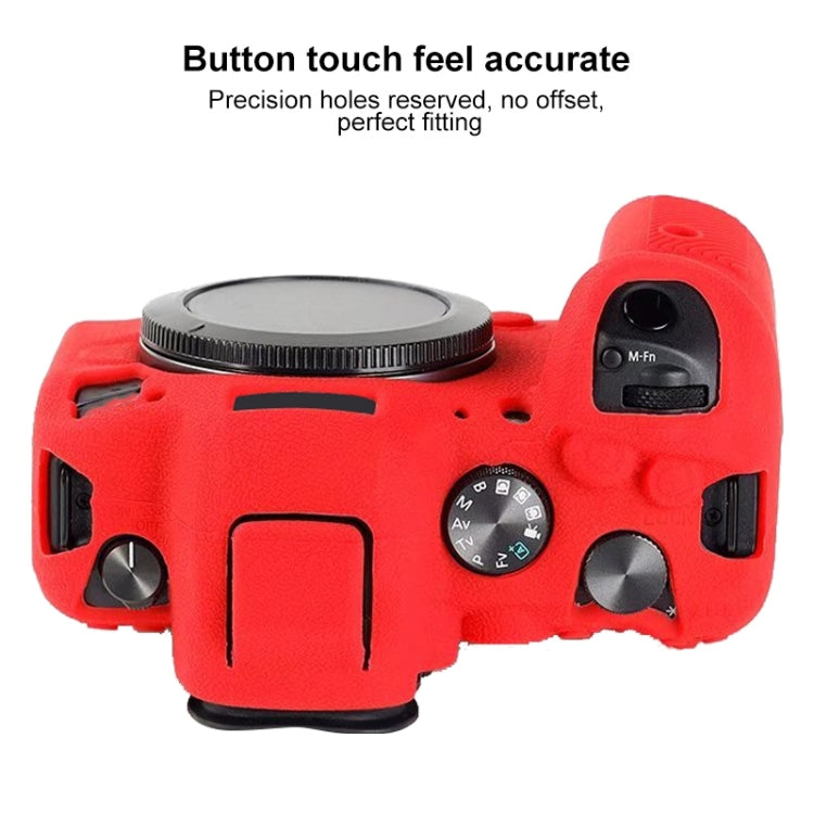 For Canon EOS R6 Litchi Texure Soft Silicone Case(Red)
