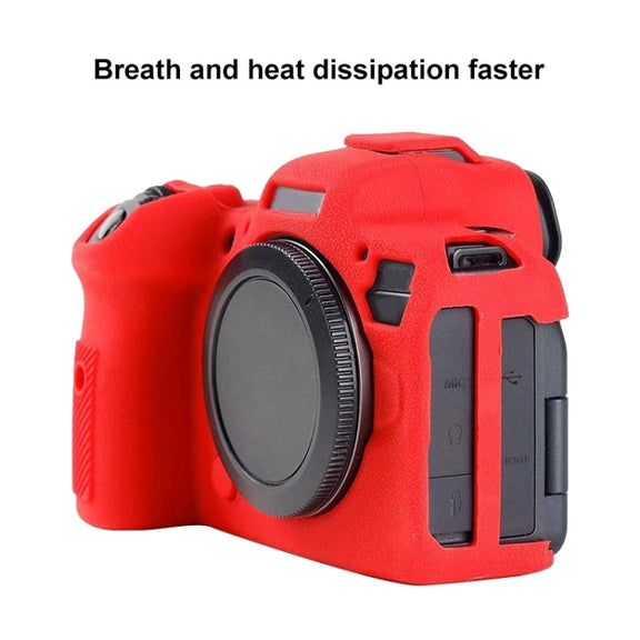 For Canon EOS R6 Litchi Texure Soft Silicone Case(Black)