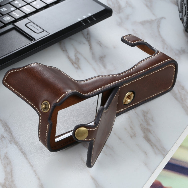 1/4 inch Thread PU Leather Camera Half Case Base for FUJIFILM X-T3/X-T2(Coffee)