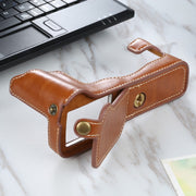 1/4 inch Thread PU Leather Camera Half Case Base for FUJIFILM X-T3/X-T2(Brown)