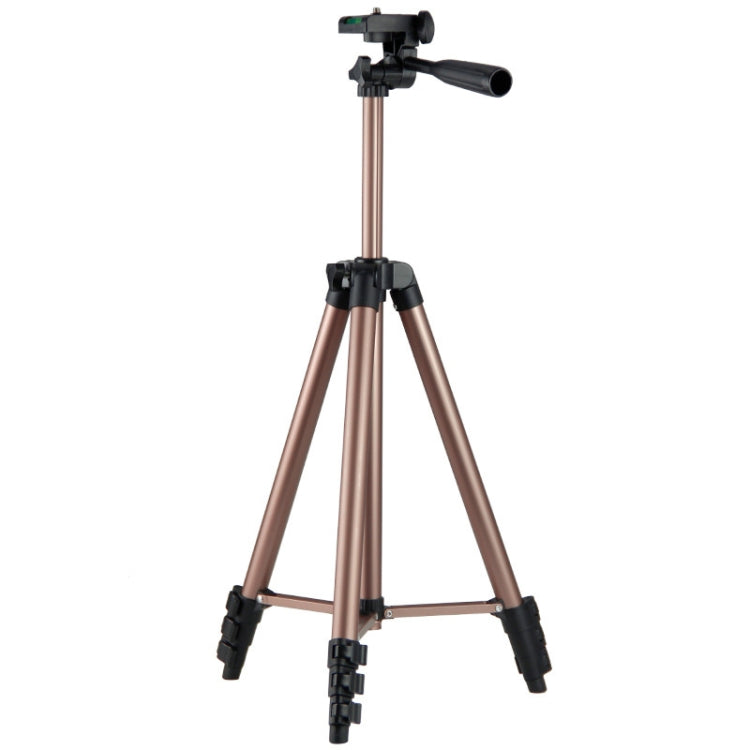 130cm 4-Section Folding Aluminum Alloy Tripod Mount with Three-Dimensional Head(Champagne Gold)