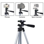 130cm 4-Section Folding Aluminum Alloy Tripod Mount with Three-Dimensional Head(Black)
