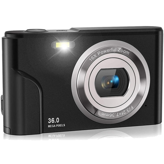 DC311 2.4 inch 36MP 16X Zoom 2.7K Full HD Digital Camera Children Card Camera, US Plug(Black)
