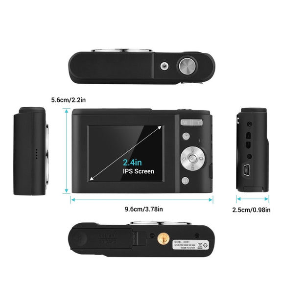 DC311 2.4 inch 36MP 16X Zoom 2.7K Full HD Digital Camera Children Card Camera, UK Plug (Black)
