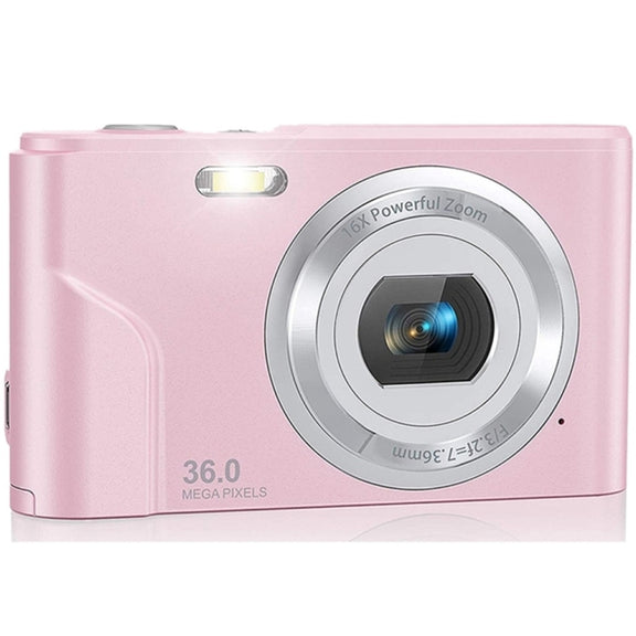 DC311 2.4 inch 36MP 16X Zoom 2.7K Full HD Digital Camera Children Card Camera, EU Plug(Pink)