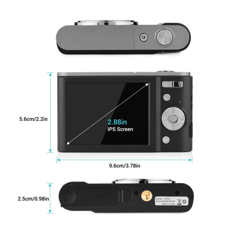 DC302 2.88 inch 44MP 16X Zoom 2.7K Full HD Digital Camera Children Card Camera, EU Plug (Silver)